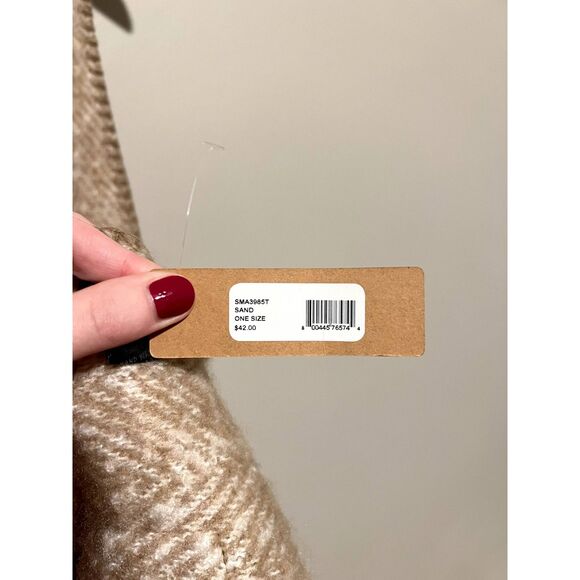 NWT Steve Madden Herringbone Oversized Blanket Pria Scarf Pockets - Picture 4 of 8